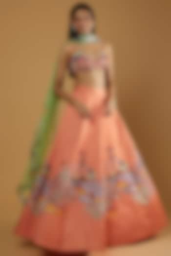 Peach Embellished Bridal Lehenga Set by Aisha Rao at Pernia's Pop Up Shop