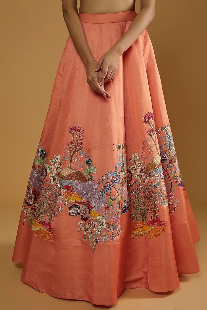 Peach Embellished Bridal Lehenga Set by Aisha Rao at Pernia's Pop Up Shop