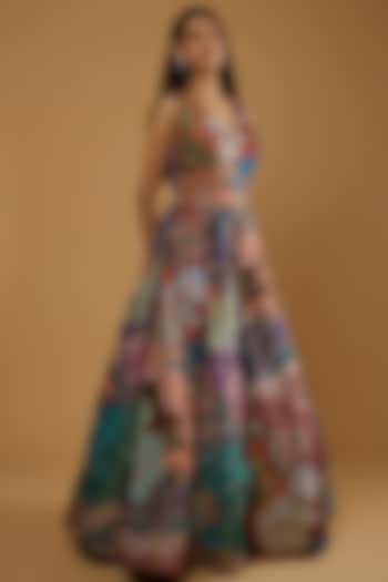 Multi-Colored Printed & Embellished Gown by Aisha Rao