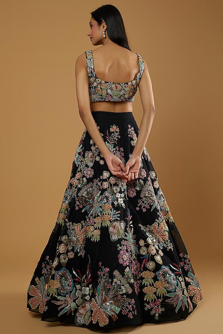 Black Embellished Bridal Lehenga Set by Aisha Rao at Pernia's Pop Up Shop