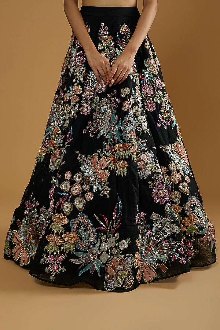 Black Embellished Bridal Lehenga Set by Aisha Rao at Pernia's Pop Up Shop