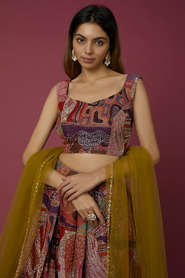 Multi-Colored Embellished Bridal Lehenga Set by Aisha Rao at Pernia's Pop Up Shop