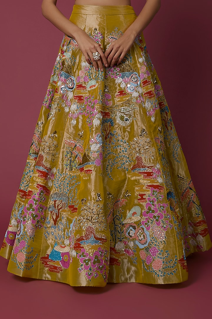 Yellow Embellished Bridal Lehenga Set by Aisha Rao at Pernia's Pop Up Shop