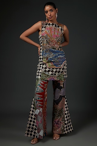 Multi-Colored Embellished Kurta Set by Aisha Rao