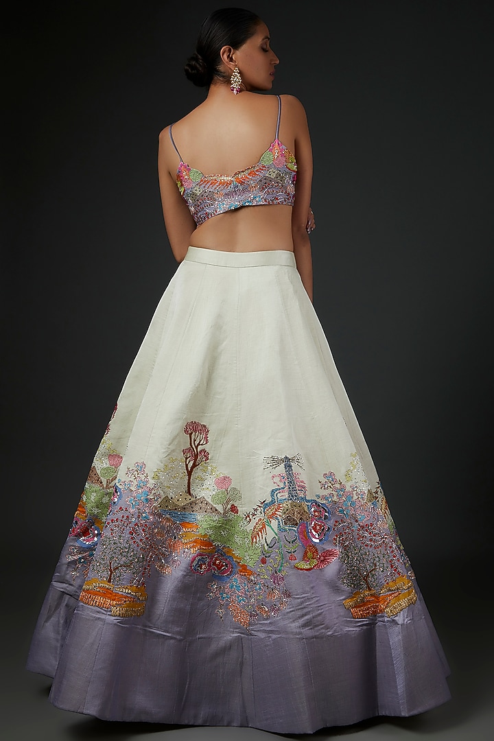 Ivory & Lavender Embellished Bridal Lehenga Set by Aisha Rao at Pernia's Pop Up Shop