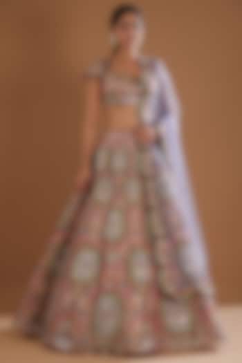 Pink Trencadis Embellished Bridal Lehenga Set by Aisha Rao at Pernia's Pop Up Shop