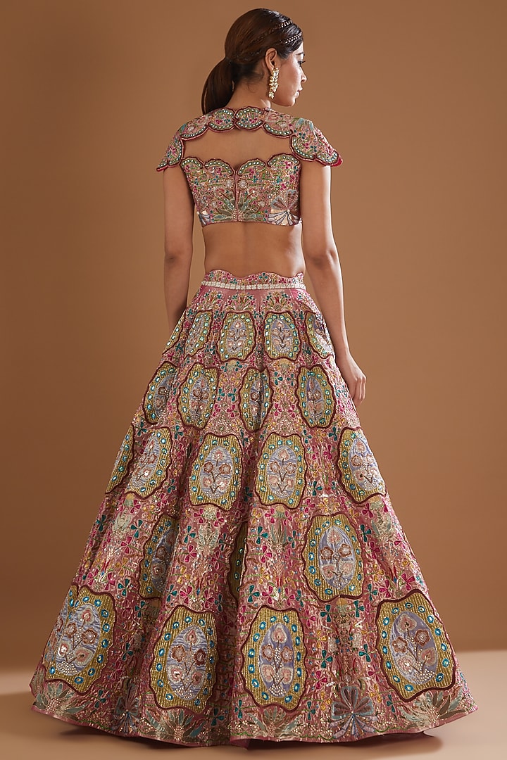 Pink Trencadis Embellished Bridal Lehenga Set by Aisha Rao at Pernia's Pop Up Shop