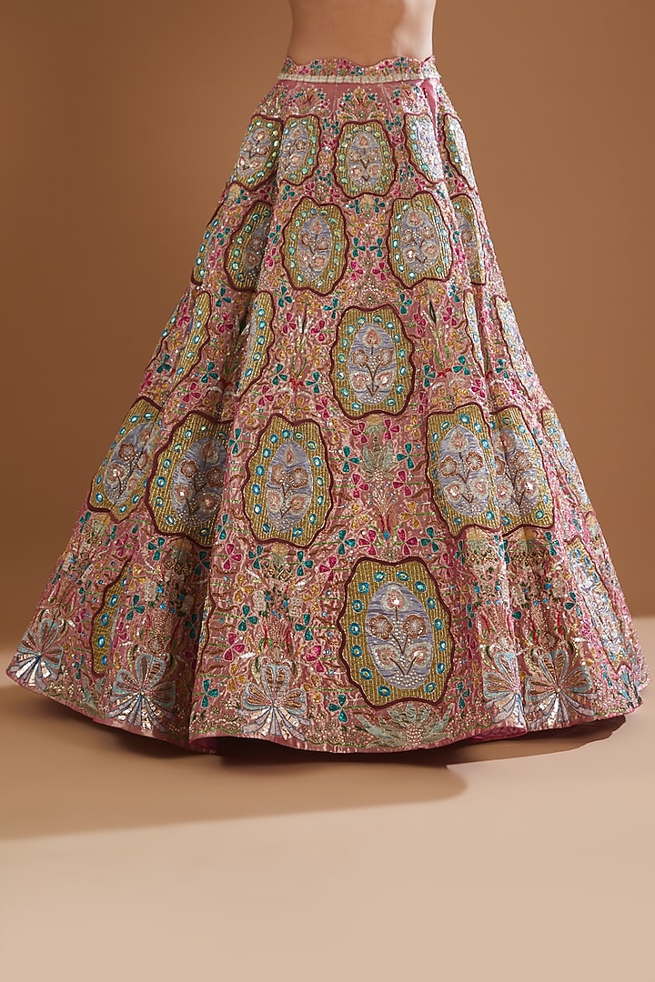 Pink Trencadis Embellished Bridal Lehenga Set by Aisha Rao at Pernia's Pop Up Shop