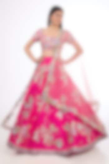 Red Raw Silk Bridal Lehenga Set by Aisha Rao at Pernia's Pop Up Shop