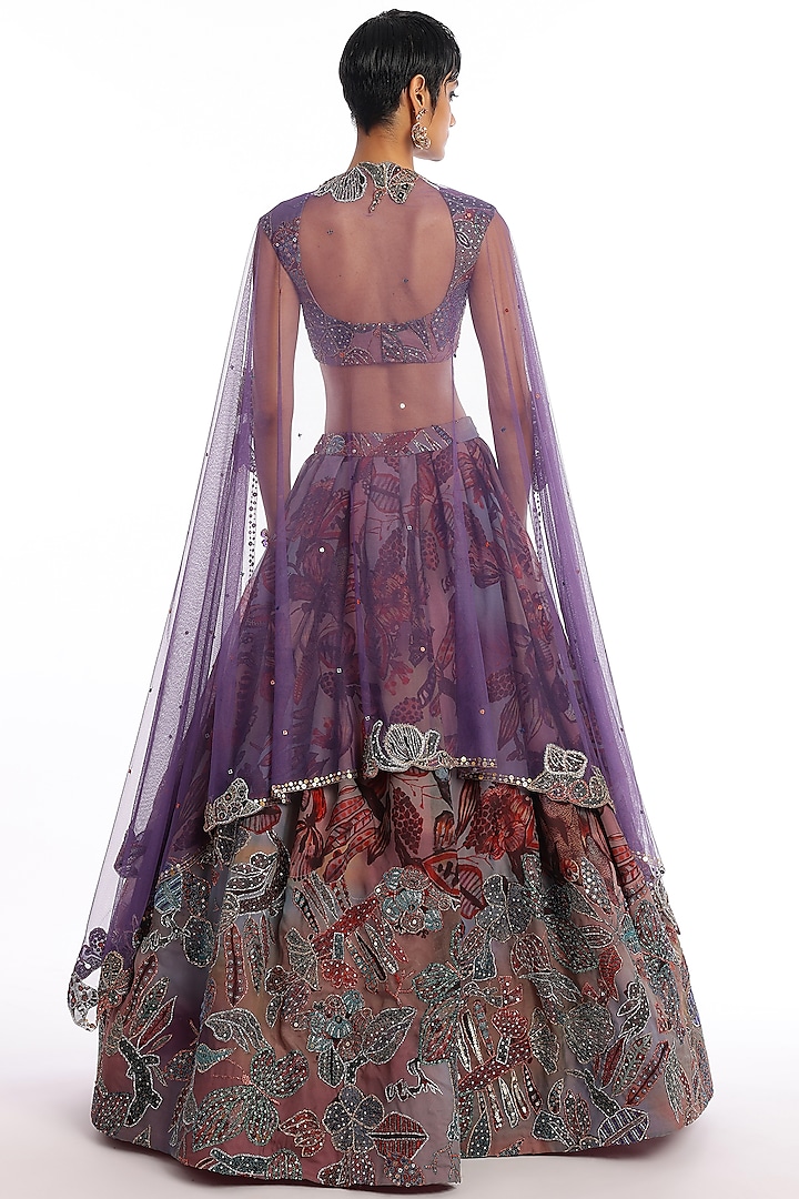 Catawba Organza Printed Applique Embellished Bridal Lehenga Set by