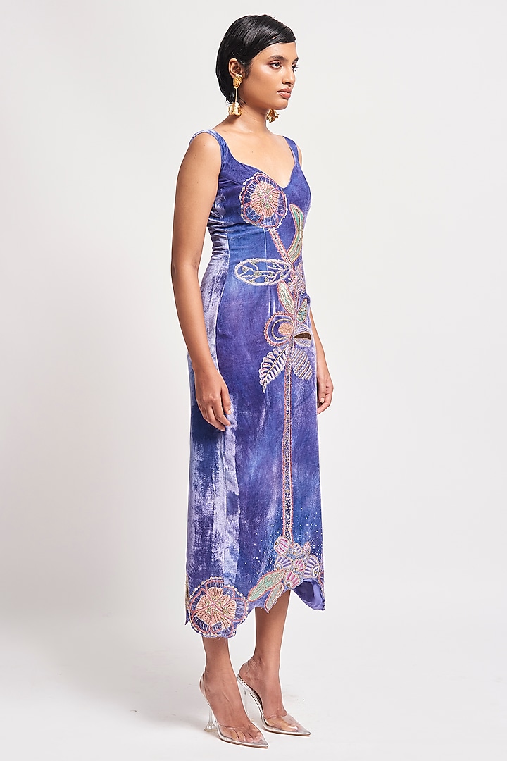 Lavender Velvet Applique Embellished Wedding Gown by Aisha Rao at Pernia's Pop Up Shop