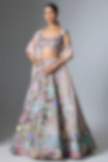 Grey Tissue Embellished Bridal Lehenga Set by Aisha Rao at Pernia's Pop Up Shop