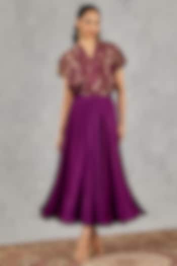 Purple Chanderi Tissue Silk Co-Ord Set by shivani bhargava at Pernia's Pop Up Shop