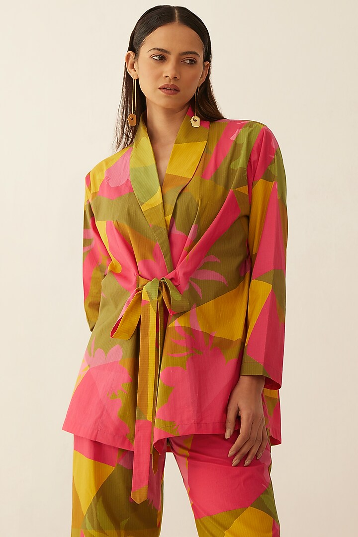 Multi-Colored Giza Cotton Jacket Set by Shivani Bhargava at Pernia's Pop Up Shop