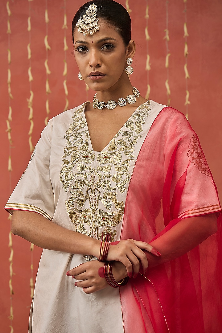 Black Mashru Silk Boota Embroidered Wedding Sharara Set by Shivani Bhargava at Pernia's Pop Up Shop