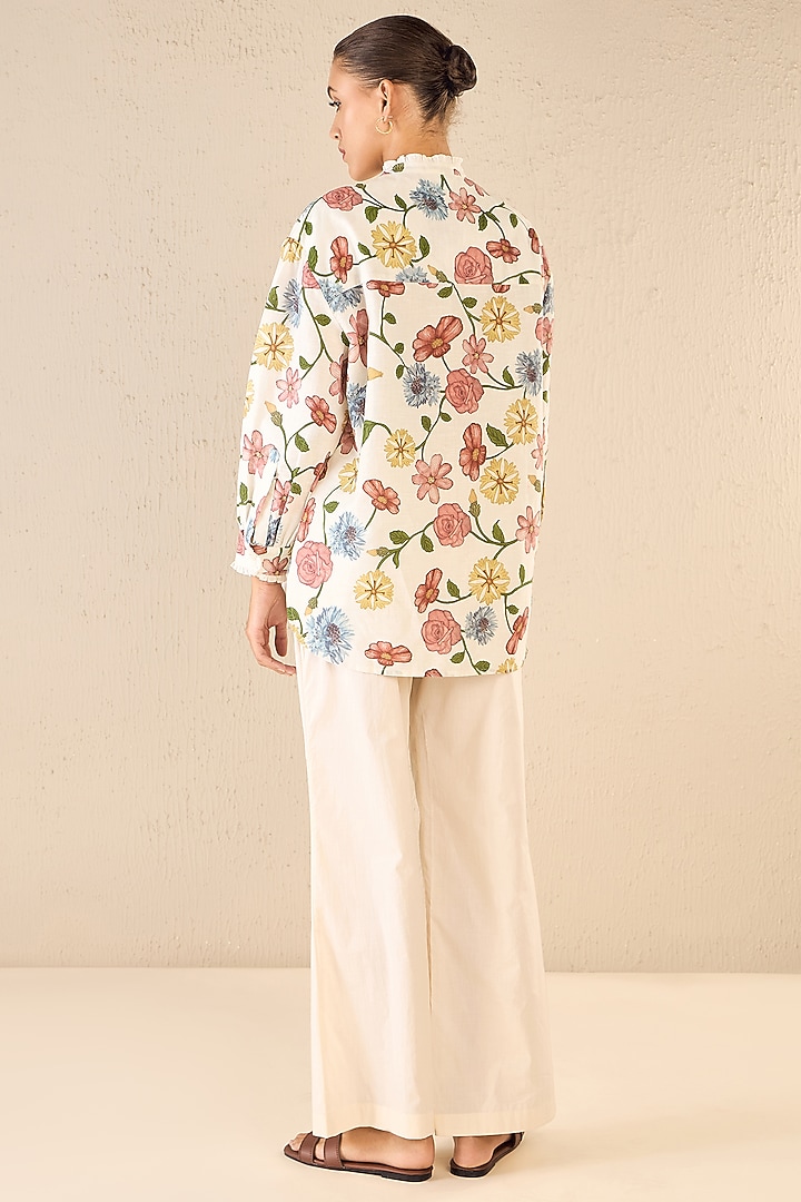 Multi-Colored Cotton Linen Floral Printed Co-Ord Set by shivani bhargava at Pernia's Pop Up Shop