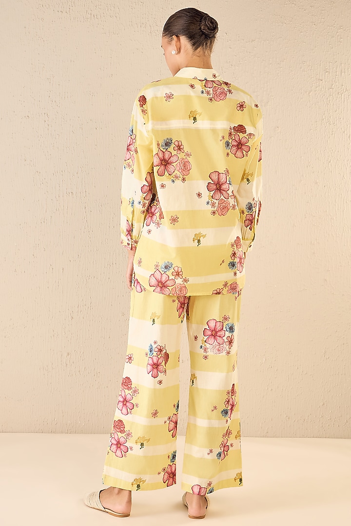 Yellow & White Cotton Floral Printed Co-Ord Set by shivani bhargava at Pernia's Pop Up Shop