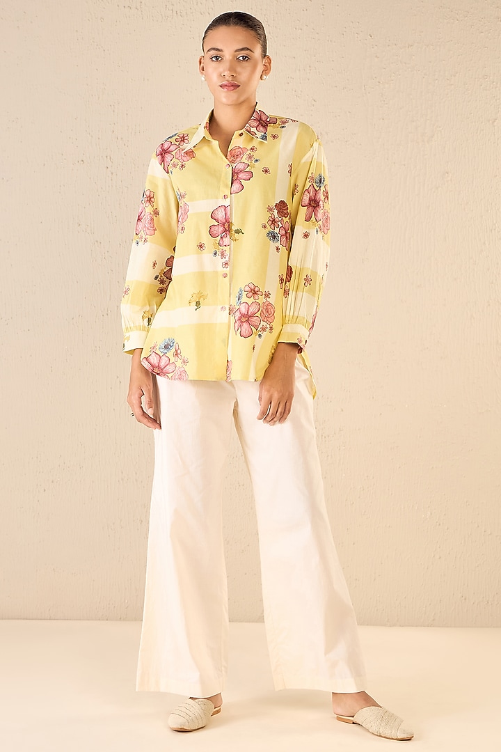 Yellow & White Cotton Floral Printed Co-Ord Set by shivani bhargava at Pernia's Pop Up Shop