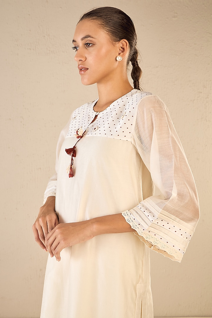 Ivory Chanderi Kurta Set by shivani bhargava at Pernia's Pop Up Shop