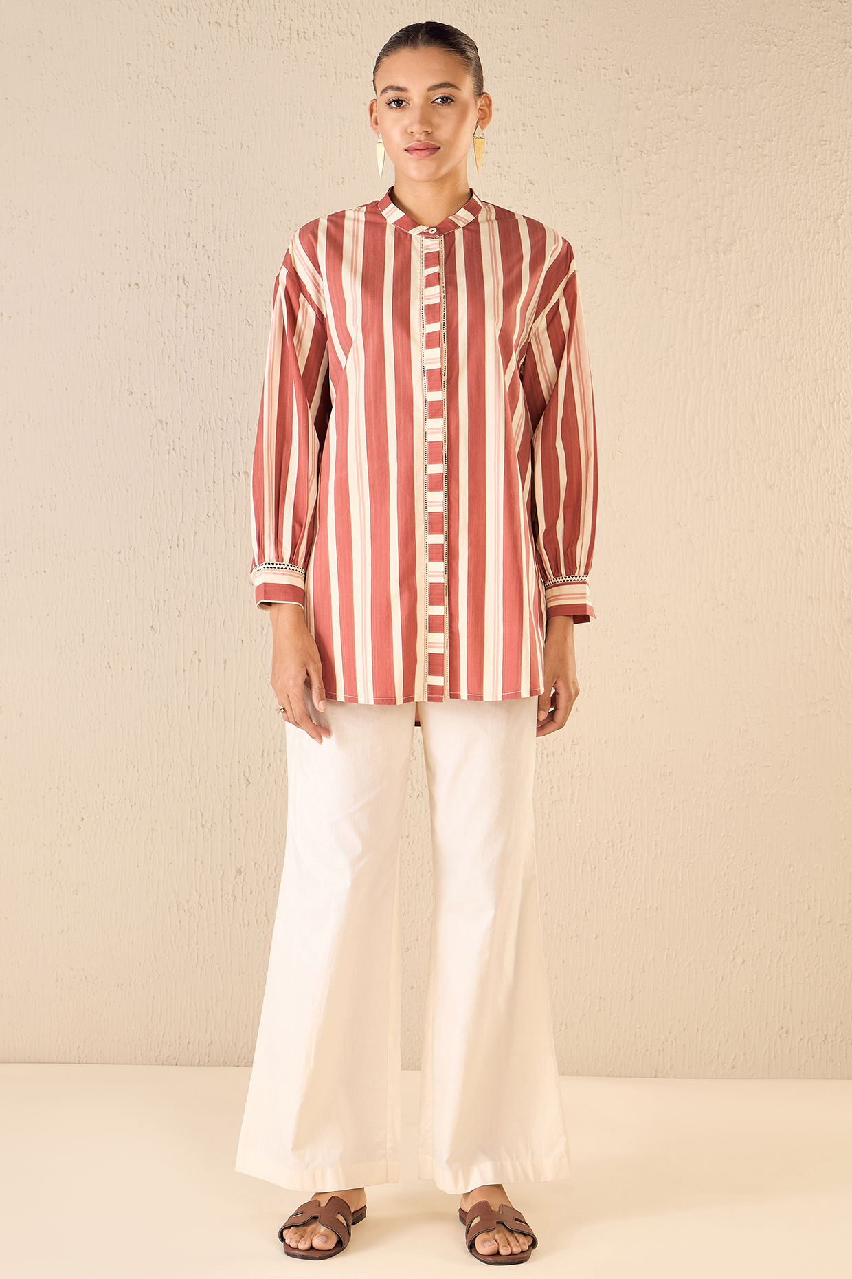 Red Cotton Striped Co-Ord Set by shivani bhargava at Pernia's Pop Up Shop