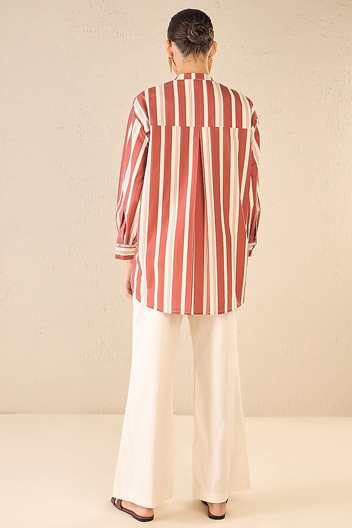 Red Cotton Striped Co-Ord Set by shivani bhargava at Pernia's Pop Up Shop