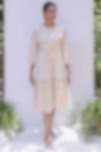 Ivory Printed & Striped Summer Dress by Shivani Bhargava at Pernia's Pop Up Shop