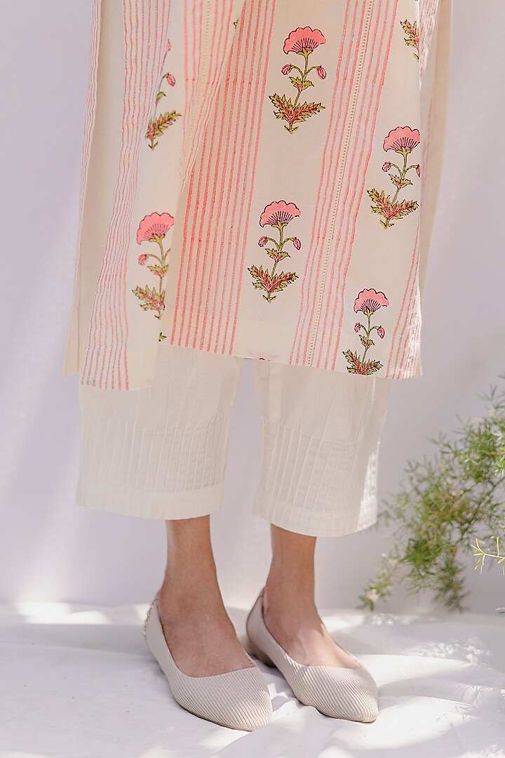 Cream Dori Embroidered Kurta Set by Shivani Bhargava at Pernia's Pop Up Shop