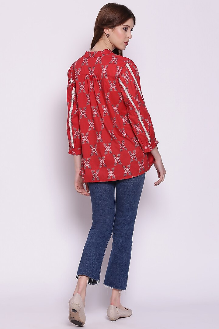 Cadmium Red Cotton Shirt by Shivani Bhargava at Pernia's Pop Up Shop