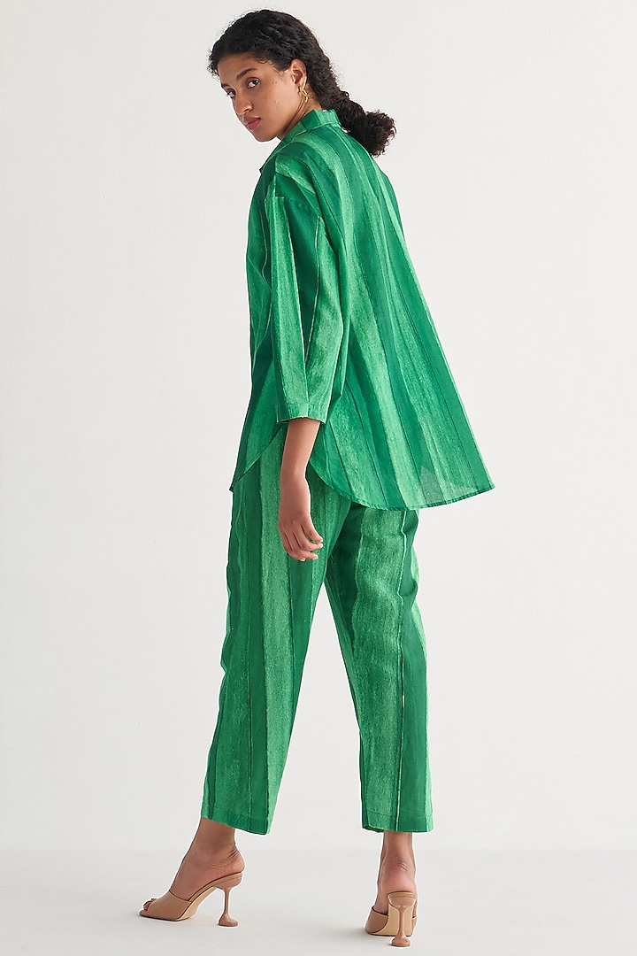 Green Cotton Linen Digital Printed Co-Ord Set by Shivani Bhargava at Pernia's Pop Up Shop