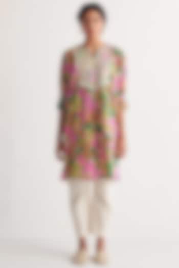 Multi-Colored Pure Cotton Printed & Embroidered Kurta Set by Shivani Bhargava at Pernia's Pop Up Shop