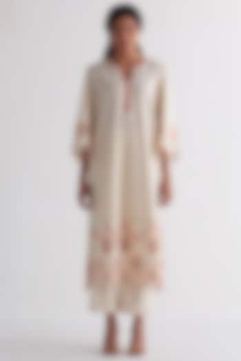 Ivory Pure Cotton Embroidered Tunic Set by Shivani Bhargava at Pernia's Pop Up Shop