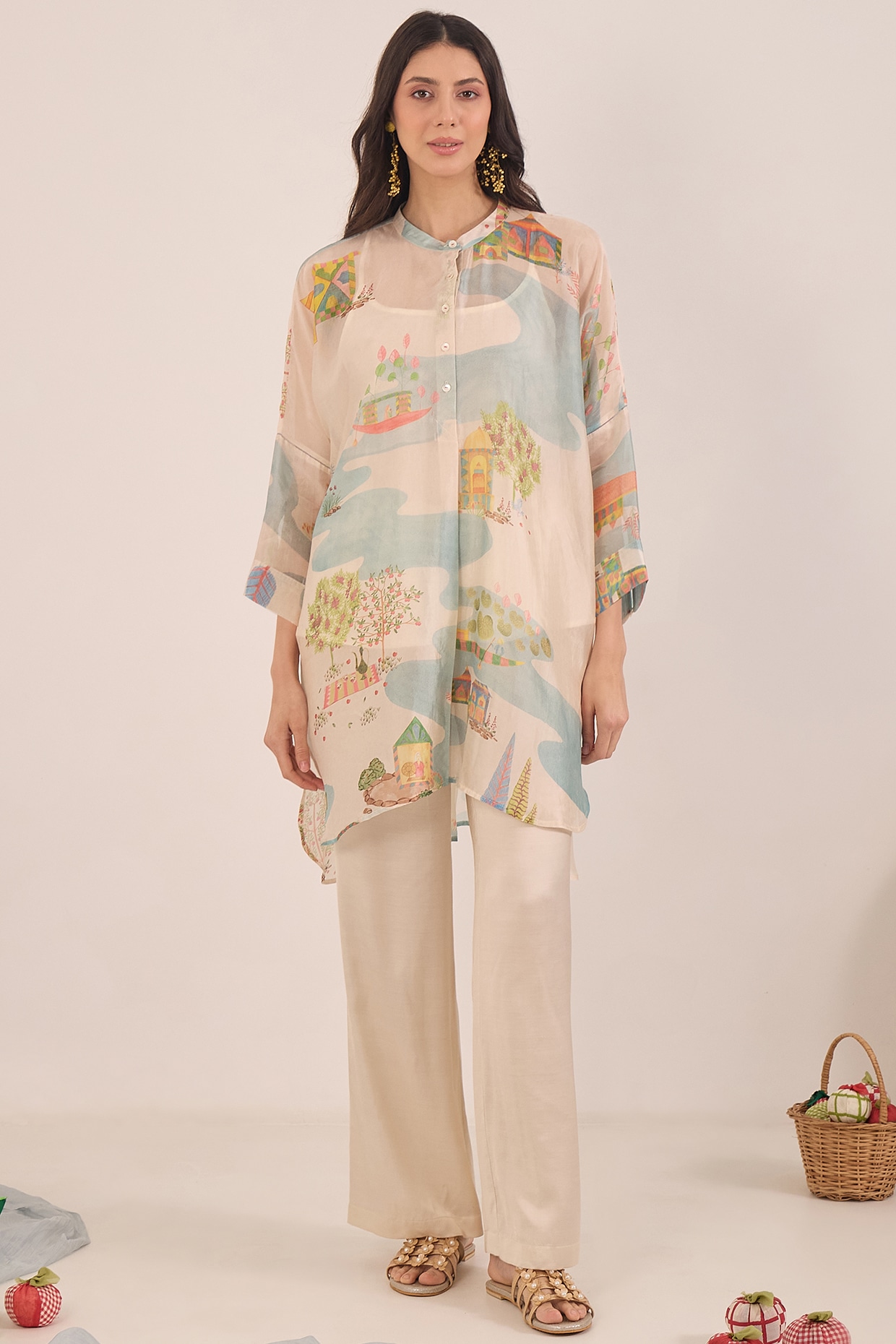 Shivani Bhargava Ivory Silk Organza Printed Kurta Set