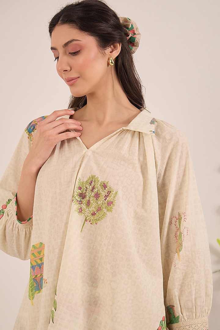 Cream Cotton Printed Co-Ord Set by Shivani Bhargava at Pernia's Pop Up Shop