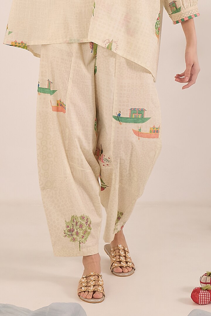 Cream Cotton Printed Co-Ord Set by Shivani Bhargava at Pernia's Pop Up Shop