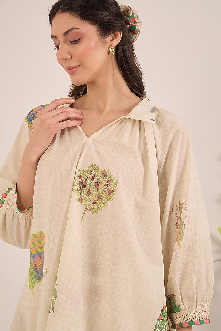 Cream Cotton Printed Co-Ord Set by Shivani Bhargava at Pernia's Pop Up Shop