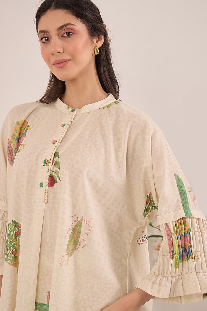 Cream Cotton Printed Co-Ord Set by Shivani Bhargava at Pernia's Pop Up Shop
