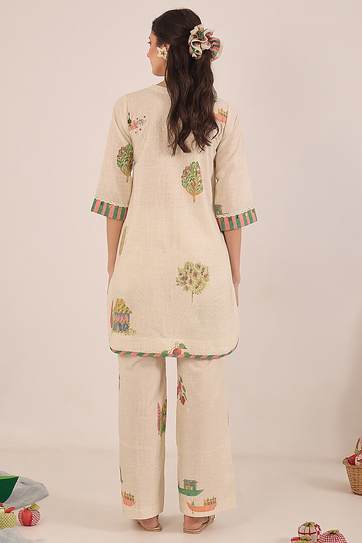 Cream Cotton Printed Co-Ord Set by Shivani Bhargava at Pernia's Pop Up Shop