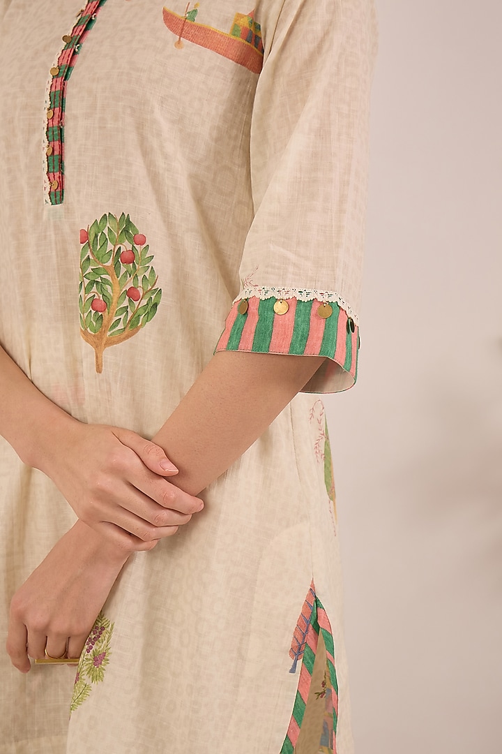 Cream Cotton Printed Co-Ord Set by Shivani Bhargava at Pernia's Pop Up Shop