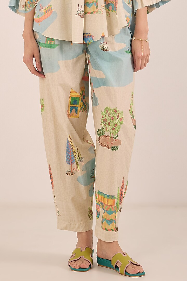 Cream Cotton Printed Co-Ord Set by Shivani Bhargava at Pernia's Pop Up Shop