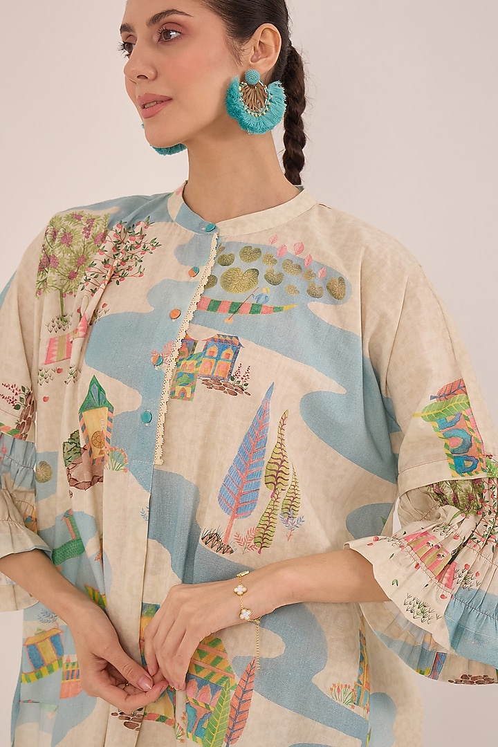 Cream Cotton Printed Co-Ord Set by Shivani Bhargava at Pernia's Pop Up Shop