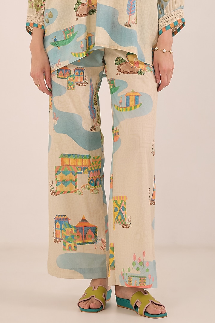 Cream Cotton Printed Co-Ord Set by Shivani Bhargava at Pernia's Pop Up Shop