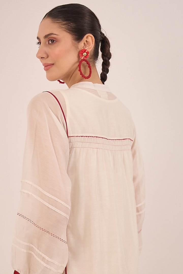 Ivory Silk Chanderi Printed Kurta Set by Shivani Bhargava at Pernia's Pop Up Shop