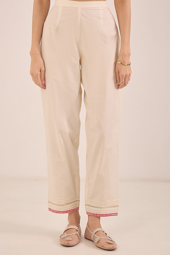 Ivory Silk Chanderi Printed Kurta Set by Shivani Bhargava at Pernia's Pop Up Shop