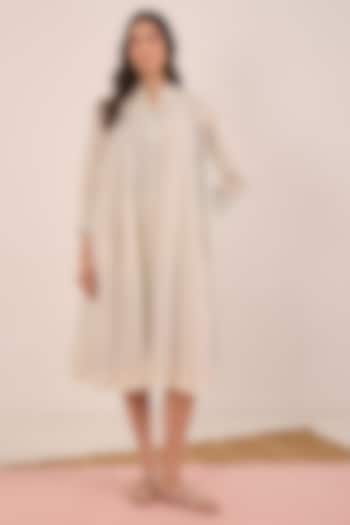Powder blue Cotton Checkered Midi Summer Dress by Shivani Bhargava at Pernia's Pop Up Shop
