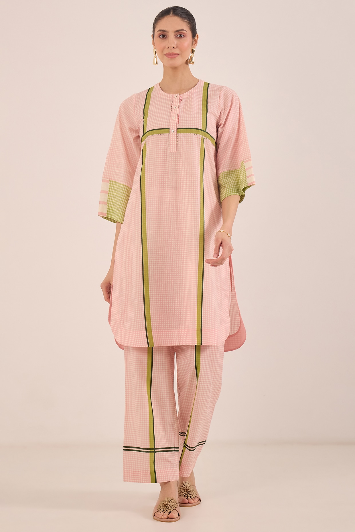 Shivani Bhargava Pink Cotton Paneled Co-Ord Set