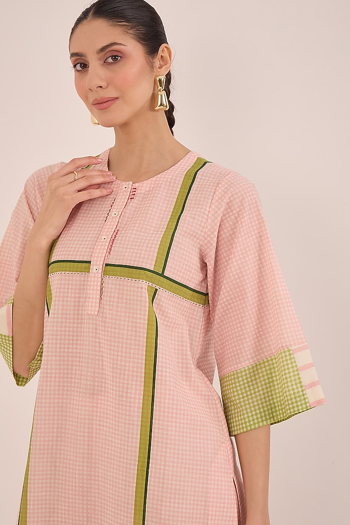 Pink Cotton Paneled Co-Ord Set by Shivani Bhargava at Pernia's Pop Up Shop