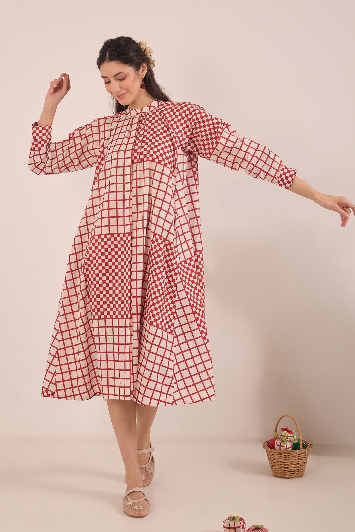 Shivani Bhargava Pink Cotton Printed Midi Dress