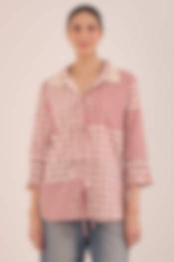 Red Cotton Checks Shirt by Shivani Bhargava at Pernia's Pop Up Shop