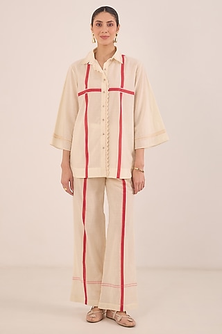 Beige Cotton Co-Ord Set by Shivani Bhargava