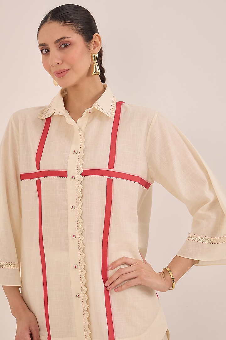 Beige Cotton Co-Ord Set by Shivani Bhargava at Pernia's Pop Up Shop